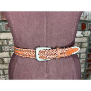 Split vegan leather belt brown silver